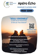 Apéro Echo 17/10  un moment d'échange et de partage sur un thème d'actualité concernant la vie de famille, l'éducation, les questions autour de la Foi